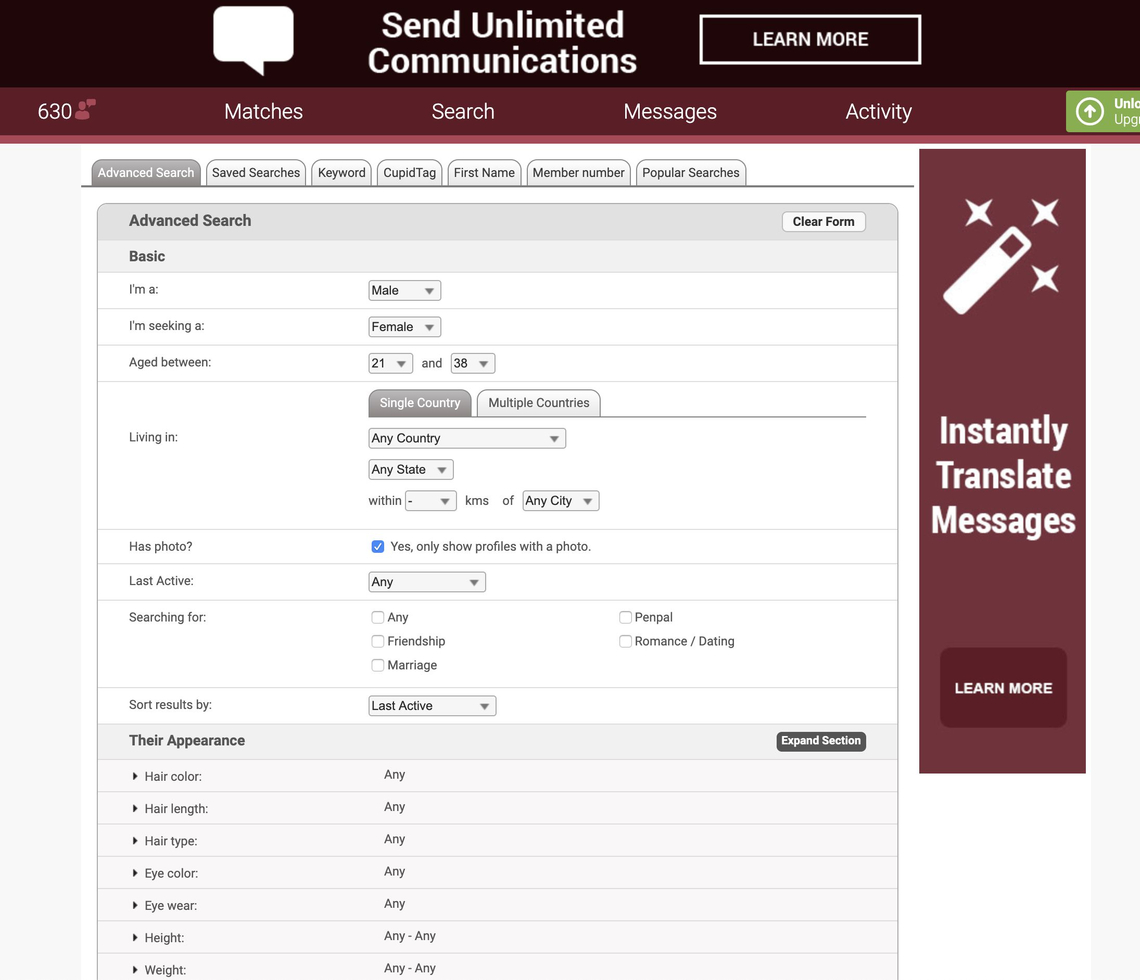 BrazilCupid advanced search